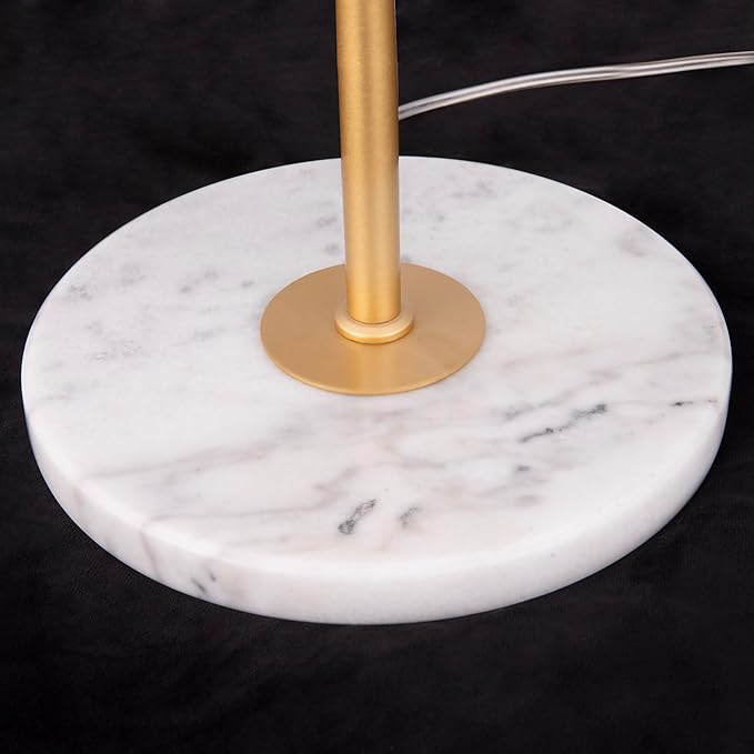 Wellmet Gold Floor Lamp for Living Room, Boho Floor Lamp with White Wood Beads for Bedroom, Unique Round Decorative Floor Lamps Lighting Fixture 60'' Sofa Bedside Standing Corner Lamp