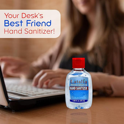 Latalia Mini Hand Sanitizer Travel Size Pack of 96 | 1.85 fl oz with 80% Alcohol Small Hand Sanitizer Bulk For Non-Sticky, Unscented, Gentle & Fresh Hands Anytime