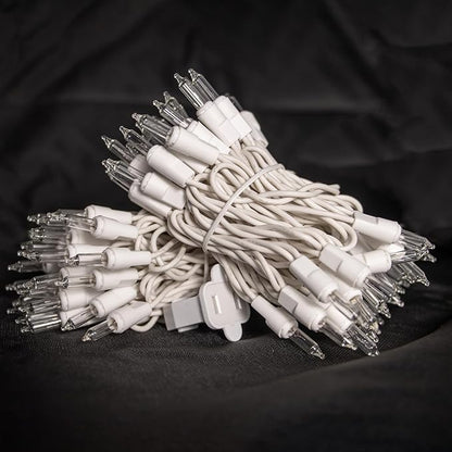 Christmas Lights 100 Count Mini Clear Lights 22.7ft White Wire Christmas Tree String Lights Set for Outdoor Indoor Christmas Decorations Wedding Decorations Valentines Day Decor,UL Certified