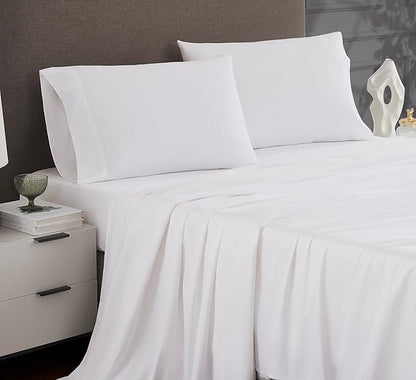 Linen Closet Luxury Cotton 1200 Thread Count Hotel Luxury 4-Piece Sheet Set, Full, White
