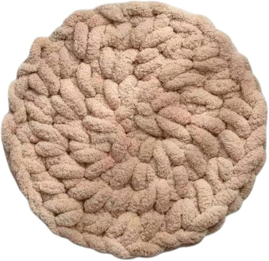 Cat Knitted Bed Mat, Extra-Soft Washable Warm Round Pads Cushions for Indoor Kittens, Cat Trees Towers, Perfect for Kneading and Sleeping (Oatmeal,Small)