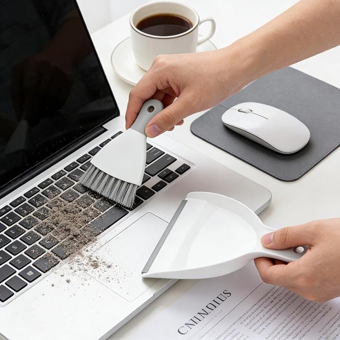 Mini Dustpan and Brush Set, Small Broom and Dustpan Set Dust Pan and Portable Hand Broom Dustpan and Broom Combo Compact for Desk, Table, Home, Kitchen Necessities