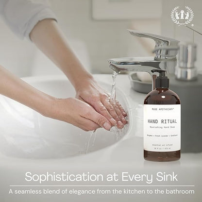 Muse Apothecary Hand Ritual - Aromatic and Nourishing Hand Soap, Infused with Aromatherapy Essential Oils - USDA Certified Biobased - 16 oz, Bergamot + French Lavender + Sandalwood, 2 Pack