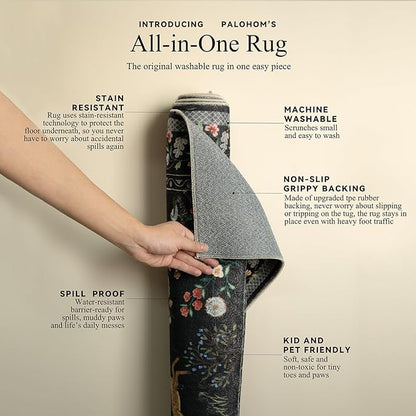 Machine Washable Kitchen Runner Rugs: 2'6"x8' Hallway Runner Stain Resistant Non Slip Low Pile Soft Carpet Runners for Hallways Indoor Entryway Kitchen Living Room Bedroom Bathroom Farmhouse