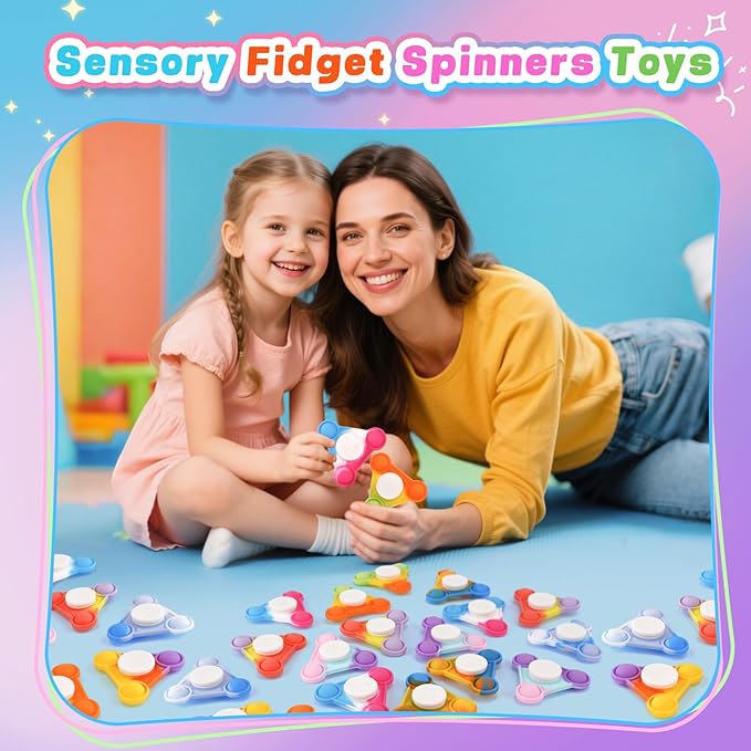 48PCS Pop Fidget Spinners - Colorful Party Favors for Kids -Fidget Spinners Bulk-Sensory Toys for Stress Relief and Anxiety - Classroom Prizes,Goodie Bag Stuffers