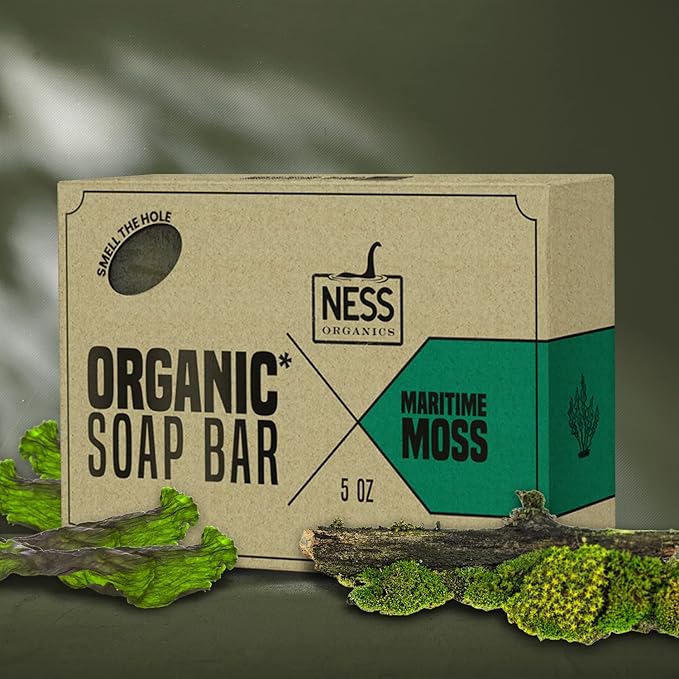 Ness Mens Soap Bar - Maritime Moss Scent, Natural Soap For Men With Organic Ingredients, Mens Bar Soap With Essential Oils, Moisturizing Bar Soap For Men, Handmade In The USA, Cruelty Free, Vegan