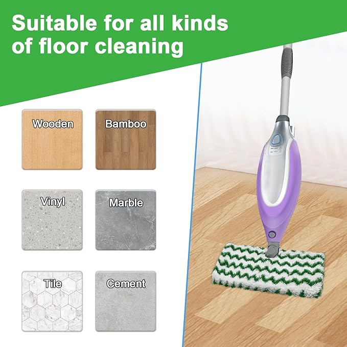 3 Pack Steam Pocket Mop Replacement Pads for Shark S3500 Series S3501 S3601 S3550 S3901 SE450 S2901 S2902 S3801,Reusable Steam Mop Pad with Deep Cleaning Scrub Strip,Microfiber Steam Mop Refills,Green