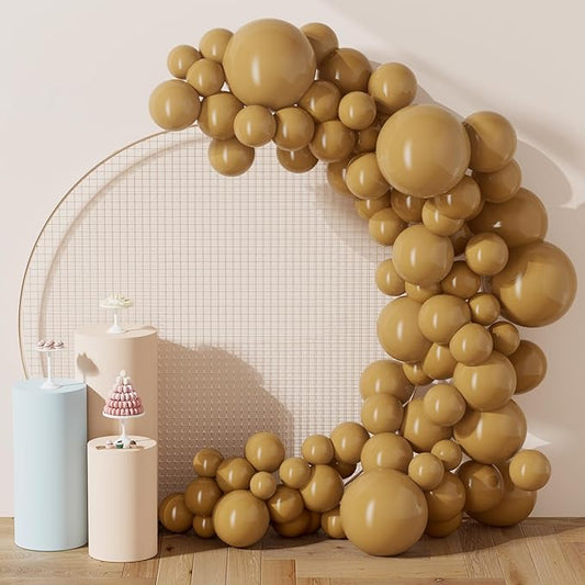 130PCS Khaki Balloons, Latex Balloons Different Sizes 18/12/10/5 Inch, Helium Balloons with Ribbon, Party Balloon Set for Birthday Wedding Graduation Anniversary Baby Shower Decorations.