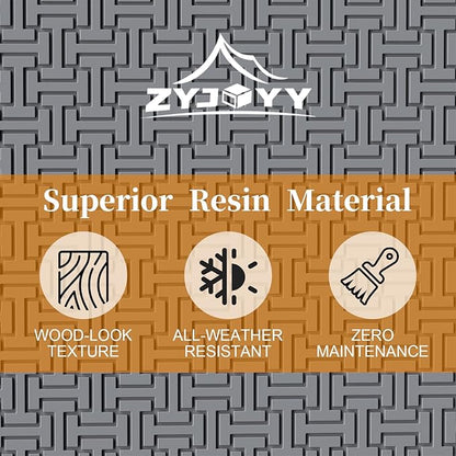 ZYJOYY Outdoor Storage Box, 90 Gallon Deck Box, Waterproof Resin Storage Box for Patio Cushions, Gardening Tools, Lockable, UV Resistant, Grey
