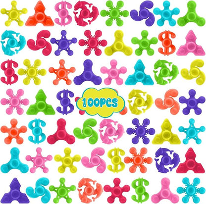 100pcs Mini Finger Fidget Spinner Toys, Bulk Stress Relief Sensory Toys for Kids Adults, Party Favors, Classroom Prizes, Stocking Stuffers