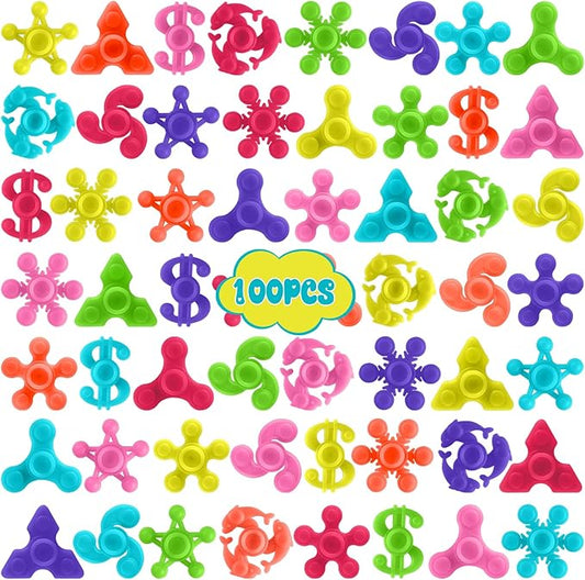 100pcs Mini Finger Fidget Spinner Toys, Bulk Stress Relief Sensory Toys for Kids Adults, Party Favors, Classroom Prizes, Stocking Stuffers