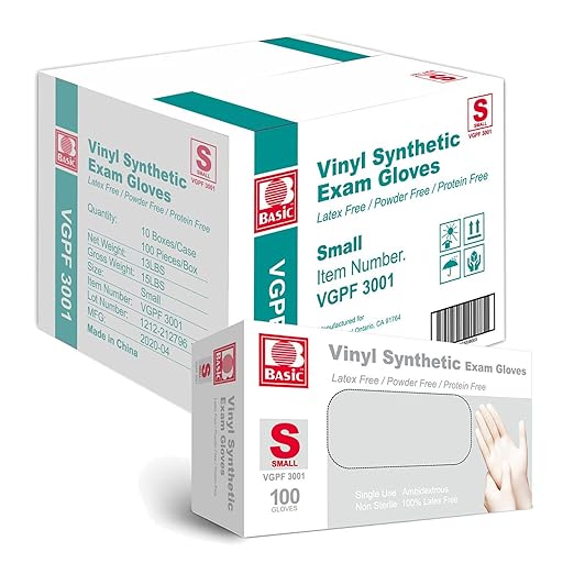 Jointown Medical Clear Vinyl Exam Gloves - Latex-Free & Powder-Free - VGPF3001 (Case of 1000,Clear), Small