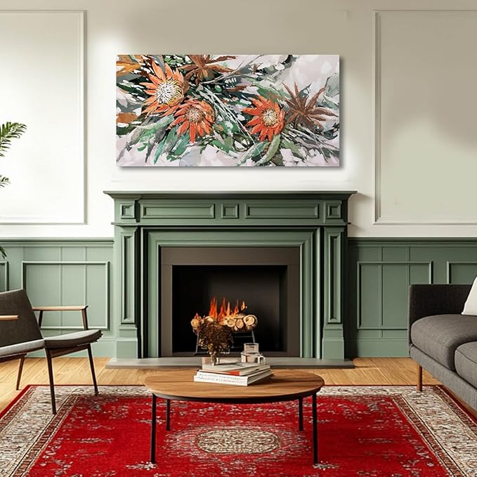 GAIDUOMAI Green Pictures Wall Decor Plants Painting on Canvas Color block Prints Modern Art for Bedroom Dining Room Home 24x48 Neutral Wall Art