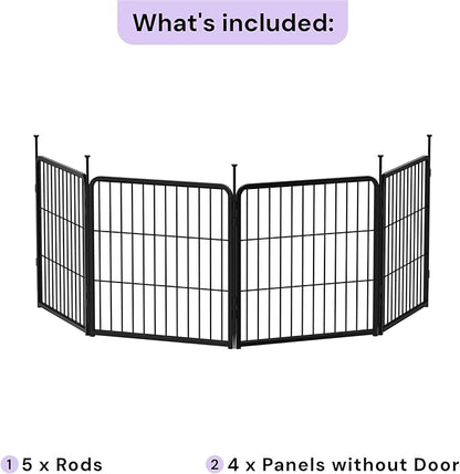 SunsGrove Dog Playpen Outdoor, Heavy Duty 24 Inch 4 Panels Puppy Play Pen for Indoors, Free and Safe Play Dog Fence, Black