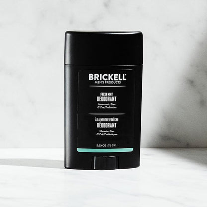 Brickell Men's Products Natural Deodorant For Men, Natural and Organic, Aluminum, Alcohol, and Baking Soda Free, 2.65 Ounce, Fresh Mint