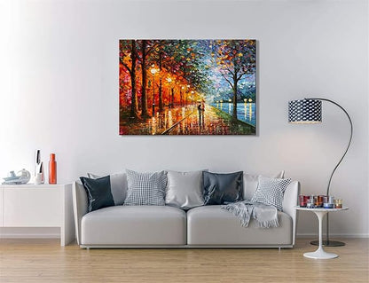 Alenoss Abstract Canvas Paintings 3D Modern Oil Paintings on Canvas 28x40 Inches Contemporary Colorful Wall Art Romantic Couples Blue Artwork for Home Decorations