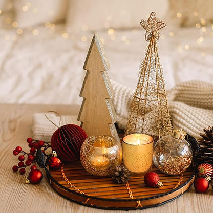 12 Pack Glass Candle Jars-10oz Golden Empty Candle Jars with Bamboo Lids, Bulk Candle Jars for Gold Wedding Centerpieces for Table Decorations, Gold Party Bridal Shower Decorations