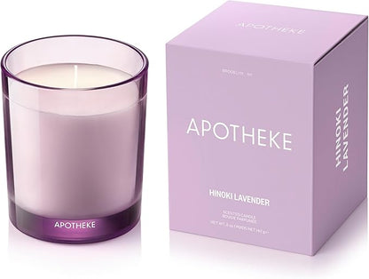 Apotheke Luxury Scented Candles for Home, Hinoki Lavender - Petite Aromatherapy Jar Candle with Soy Wax Blend