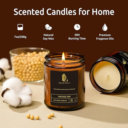 Scented Candles for Men, Vintage Oak Candle for Home, Soy Wax Candles Gift for Birthday Father's Day Thanksgiving Day Anniversary