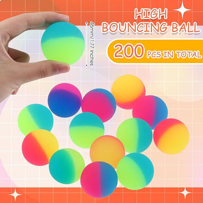 Jenaai 200 Pcs 45 mm/1.77 Inch Bouncy Balls for Kids, Large Rubber High Bouncing Balls in Bright Assorted Multi Colors Bulk for Birthday Party Favors Easter Classroom Carnival Prizes Gift