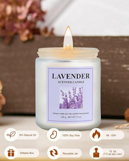 4 Pack Lavender Candle Set, 30 oz 200 Hour Home Aromatherapy Jar Candles, Long Lasting Aromatherapy Candles for Bedrooms Yoga Rooms Lounges Gardens Patios Balconies and Camping