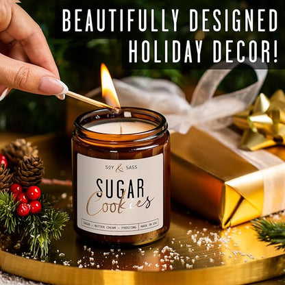 Sugar Cookie Candle, Cookie Candle – ‘Sugar Cookies’ Soy Candles, w/Sugar, Butter & Vanilla - Infused with Essential Oils I Christmas Candles I 9oz, 50 Hour Burn, Handmade in USA