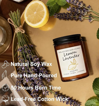 Scented Candle Gift Set, 4 Pack 25oz Soy Wax Candles, Long Lasting Aromatherapy Candles for Home Fragrance, Ideal Gift for Women and Men – Eucalyptus Mint, Lemon Lavender, Musk Vetiver, Sage Citrus