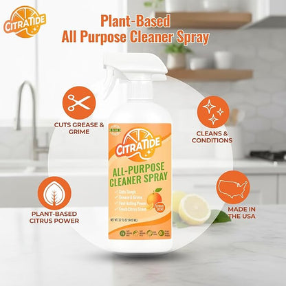 All-Purpose Cleaner Spray – Plant-Based Citrus Formula – Cleans Kitchens, Bathrooms & Hard Surfaces – CITRATIDE – USA Made, Non-Toxic (32 fl oz)
