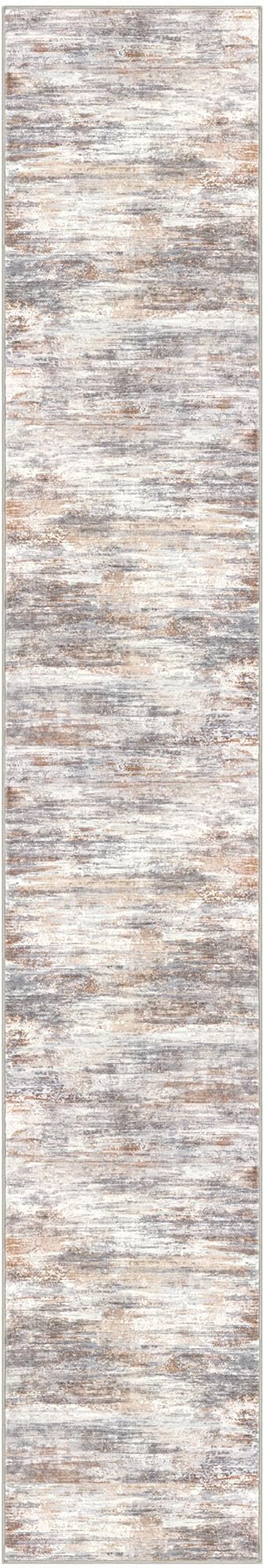 KOZYFLY Modern Abstract Washable Rug Runner 2.6x16 Hallway Rug Runner Non-Slip Soft Kitchen Runner Rugs, Multi Grey Striped Carpet for Stair Entryway Bathroom Laundry Room Foyer