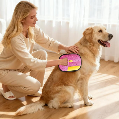 Pet Hair Removal Glove - Electrostatic Reusable Magic Brush Glove for Dog & Cat Hair Removal on Furniture, Car Seats, Clothes & Bedding (Pink)