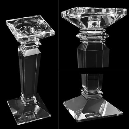 Crystal Candlestick Holders 2 Pack- Clear Crystal Taper/Pillar Candles Holder– Table Centerpieces for Party and Wedding Decoration(10.6in Tall)