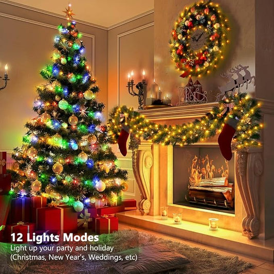 33ft Battery Operated String Lights, 100 LED Warm White & Multicolor Fairy String Lights Battery Powered w/Remote & Timer for Indoor Outdoor Christmas Trees Decoration Bedroom Patio