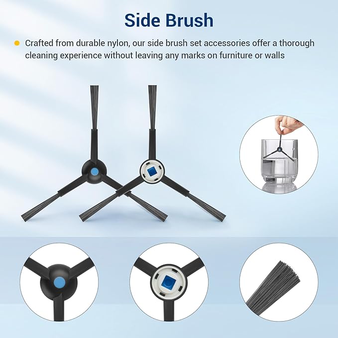 25 Pack Compatible with Ecovacs Deebot T50 Max Pro Omni,Only T50 Max Pro Omni Vacuum Cleaner Accessories Kit,2 Rubber Main Brush 6 Mop Pads 6 Side Brush 4 Hepa Filters 6 Vacuum Bags