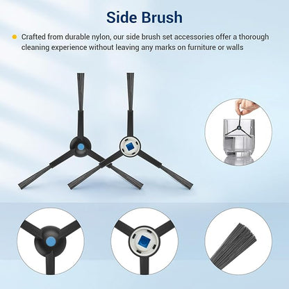 25 Pack Compatible with Ecovacs Deebot T50 Max Pro Omni,Only T50 Max Pro Omni Vacuum Cleaner Accessories Kit,2 Rubber Main Brush 6 Mop Pads 6 Side Brush 4 Hepa Filters 6 Vacuum Bags