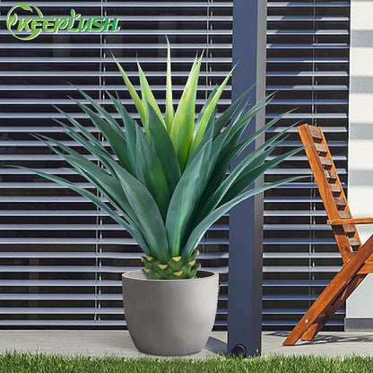 3.5ft Artificial Agave Plant, 42 Inch Tall Faux Agave Plants in Black Pot, Fake Floor Plant Outdoor Indoor for Front Porch Patio Home Office Door Step Hotel Desert Style Decor 2PCS