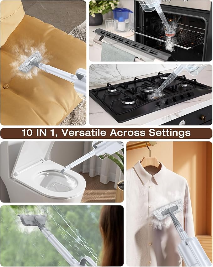 LABIGO 10-in-1 Steam Mop with Detachable Handheld Steamer, 350ml Tank, 10s Heat-Up, 248°F Steam Cleaner, 2-Level Control and Swivel Head for Floors, Carpets, Tiles - Lightweight and Multi-Surface