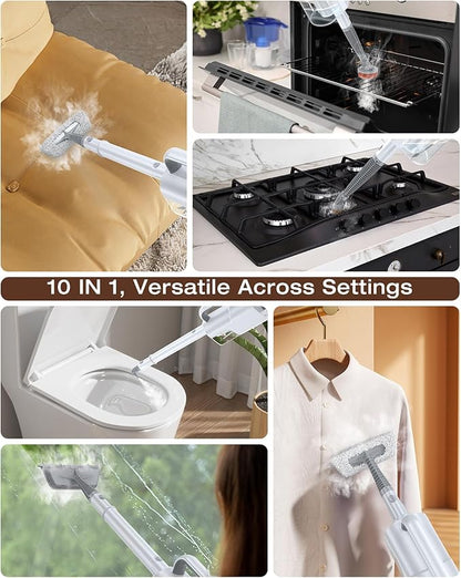 LABIGO 10-in-1 Steam Mop with Detachable Handheld Steamer, 350ml Tank, 10s Heat-Up, 248°F Steam Cleaner, 2-Level Control and Swivel Head for Floors, Carpets, Tiles - Lightweight and Multi-Surface