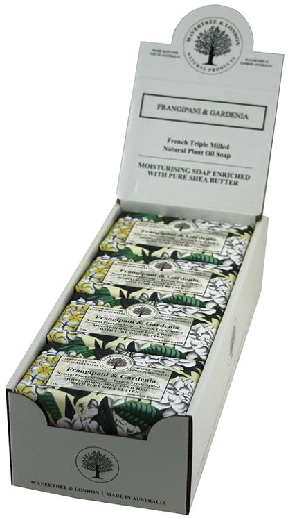 Wavertree & London Frangipani and Gardenia Scented Natural Soap (8 Bars), 7oz Moisturizing French Triple Milled Soap Bars enriched with shea butter - Pure Plant Oil Bath & Body Bars for All Skin Types