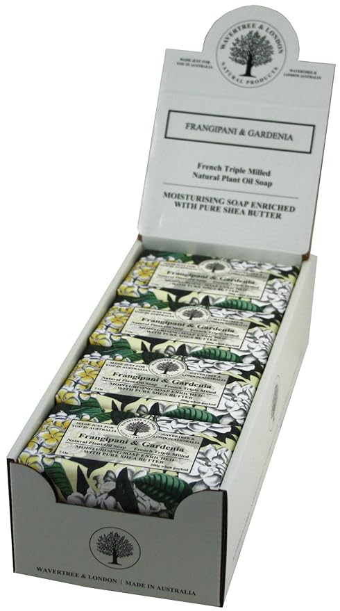 Wavertree & London Frangipani and Gardenia Scented Natural Soap (8 Bars), 7oz Moisturizing French Triple Milled Soap Bars enriched with shea butter - Pure Plant Oil Bath & Body Bars for All Skin Types
