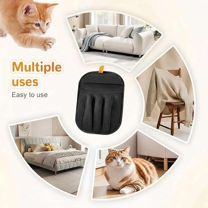 Rainsleep Pet Hair Remover Gloves, Dog Grooming Glove for Shedding, Reusable Deshedding Gloves with Built-in Bath Brush and Flea Comb, for Furniture, Car, Couch, Clothes