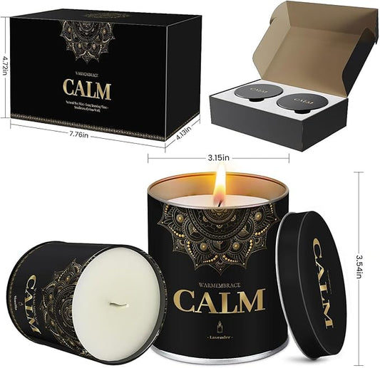 WarmEmbrace Scented Candles, 9 Oz Candle Sets for Home, Office, Meditation, Yoga, Candle Set for Women & Men, Birthday, Christmas, Anniversary, Valentine's Day Present, (2 Pack, Lavender & Vanilla)