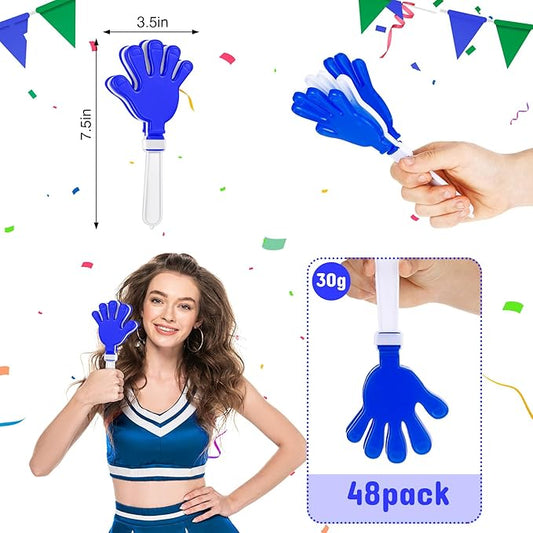 Junkin 200 Pcs Hand Clappers Bulk 7. 5 x 3. 5 Inches Noise Makers Party Favors Clapping Noise Maker Clacker for Birthdays Game Prizes Rewards Football Sporting Events Cheers Supplies (Blue,White)