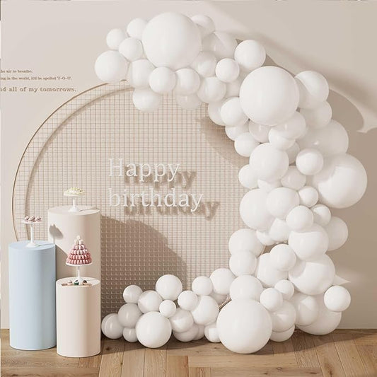 130PCS White Balloons, Latex Balloons Different Sizes 18/12/10/5 Inch, Helium Balloons with Ribbon, Party Balloon Set for Birthday Wedding Graduation Anniversary Baby Shower Decorations.