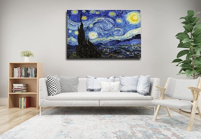 Starry Night, Vincent Van Gogh Art Reproduction, Large Giclee Canvas Prints Wall Art for Home Decor. 24"x36"