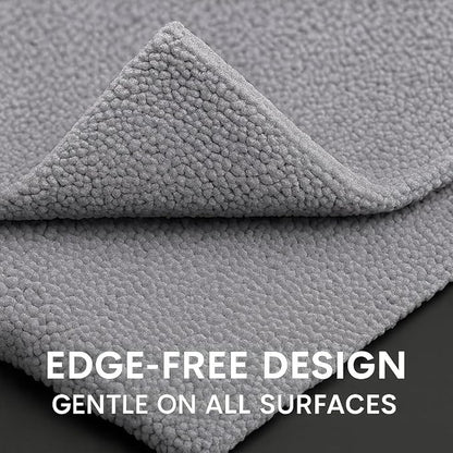 Paks - Edgeless Microfiber Towels 4-Pack - Car Detailing Wash Cloths for Cleaning - 16x16 Car Drying Towel - Lint Free Auto Rags for Polishing & Buffing - Purple & Grey Cleaning Supplies