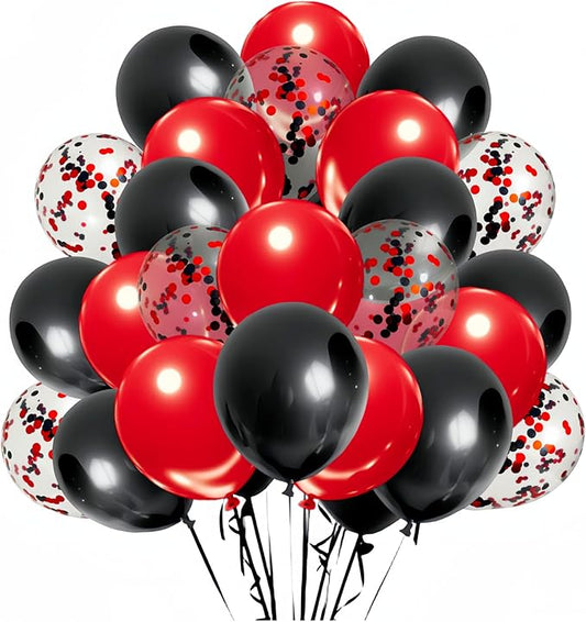 300 Pack Red and Black Balloons 12 Inch Red Black Confetti Balloon for Various Party Events Decorations