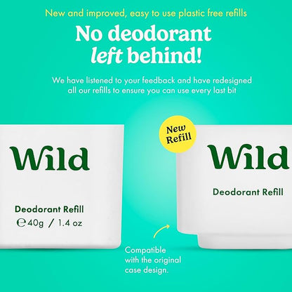 Wild - Refillable Deodorant - Fresh Cotton & Sea Salt Refill Trio Pack - Vegan - Aluminum Free - Long Lasting Protection - 3 Pack of 1.41oz Refills