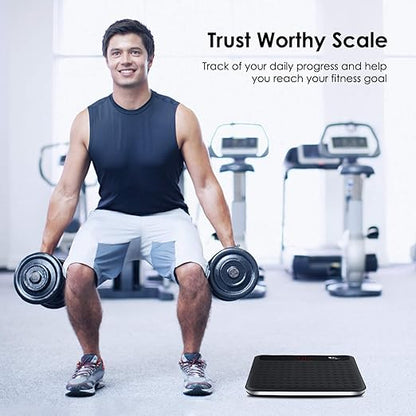 Digital Body Weight Bathroom Scale, High Precision Measurements Scales with Large Non Slip Silicone Platform and LCD Digital Display, 400lbs/180kg Capacity (Black)