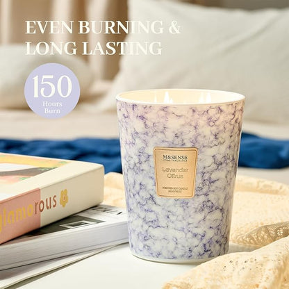M&SENSE LavenderCitrus Scented Candles for Home, 3-Wick Highly Scented Jar Candles, Extra Large Candle 35 Oz 150 Hours Long Lasting Burning, Relaxing Aromatherapy Candle for Stress Relief, Meditation