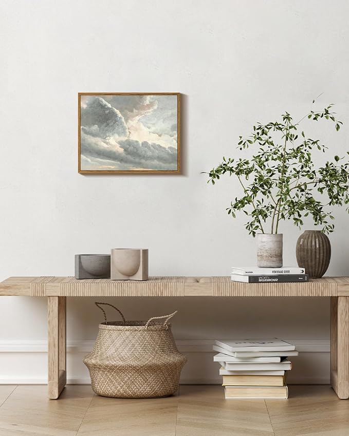 InSimSea Framed Canvas Wall Art Vintage Decor, Study of Clouds Oil Painting Wall Prints, Home Decor Wall Art for Farmhouse Office Bathroom Decor, 11"x14"